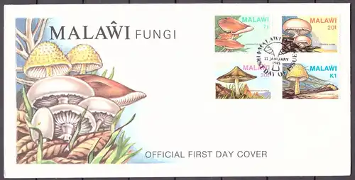 Malawi 441-444 Pilze Ersttagesbrief/FDC #IJ016