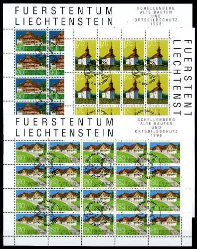 Liechtenstein Kleinbögen 1186-1188 Baudenkmäler Ersttagssonderstempel #JG490