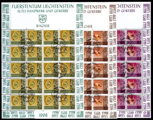 Liechtenstein Kleinbögen 1180-1182 Handwerk Ersttagssonderstempel #JG489