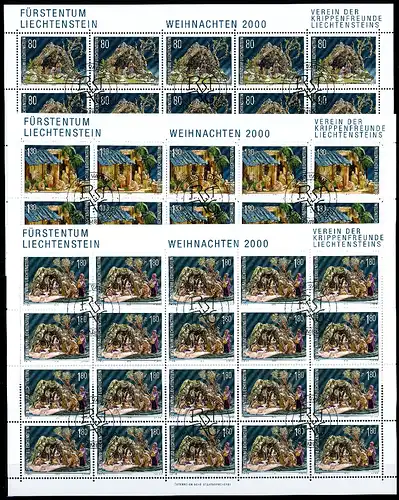 Liechtenstein Kleinbögen 1249-1251 Weihnachten Ersttagssonderstempel #JG501