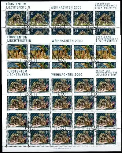 Liechtenstein Kleinbögen 1249-1251 Weihnachten Ersttagssonderstempel #JG501
