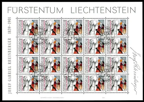 Liechtenstein Kleinbogen 1274 Rheinberger Ersttagssonderstempel #JG506