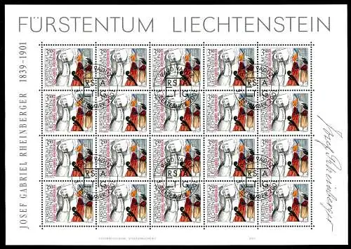 Liechtenstein Kleinbogen 1274 Rheinberger Ersttagssonderstempel #JG506