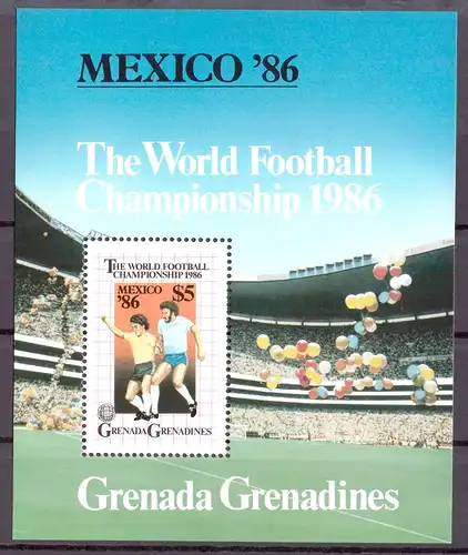 Grenada/ Grenadinen Block 106 postfrisch Fußball WM 1986 #GE639