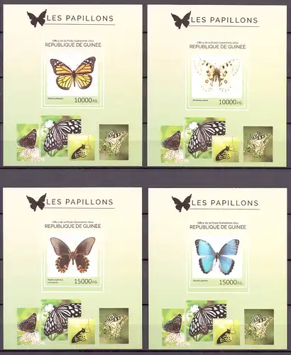 Guinea 10537-40 postfrisch Schmetterlinge 4 Sonderblöcke #GL584