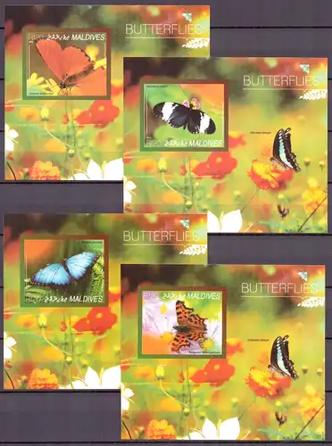 Malediven 5425-5428 postfrisch Schmetterlinge 4 Sonderblöcke #GL588