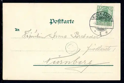 AK Baden Baden Schwarzwaldhaus 1903 #O5789