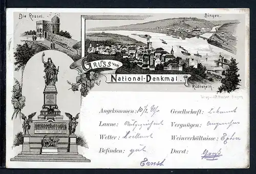 AK Rüdesheim Niederwalddenkmal 1900 #O5809