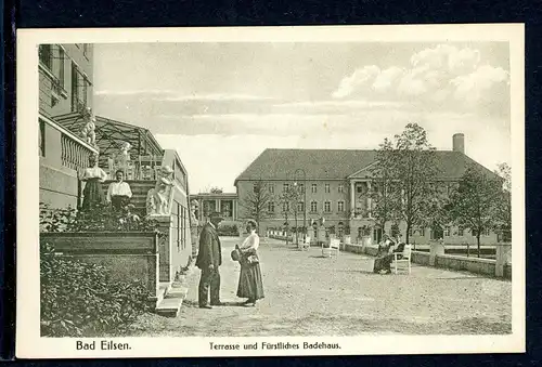 AK Bad Eilsen Landkreis Schaumburg Terrasse und fürstl. Badehaus um 1920 #O5836