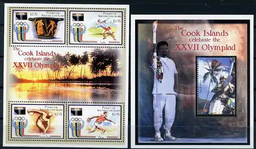 Cook Inseln 600-603 + Bl 92 postfrisch Kunst #IM238