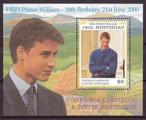 Grenada/Carriacou Block 468 postfrisch Prinz William #OZ1851