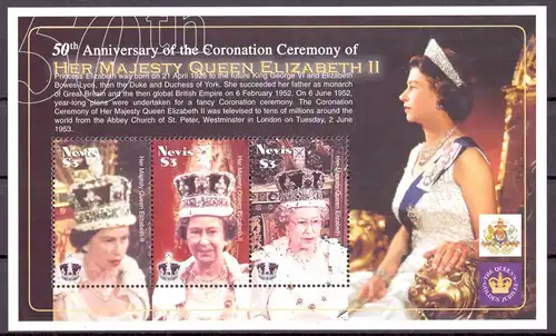 Nevis KB 1880-1882 postfrisch Queen Elizabeth #OZ1857