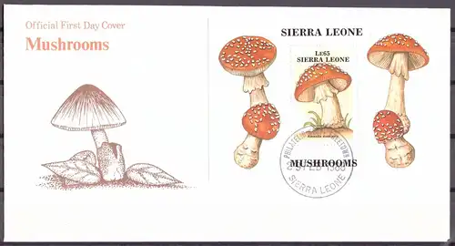 Sierra Leone Block 75 Pilze Ersttagesbrief/FDC #IF477