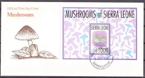 Sierra Leone Block 221 Pilze Ersttagesbrief/FDC #IF478