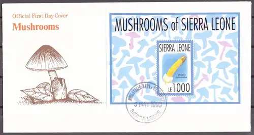 Sierra Leone Block 220 Pilze Ersttagesbrief/FDC #IF479