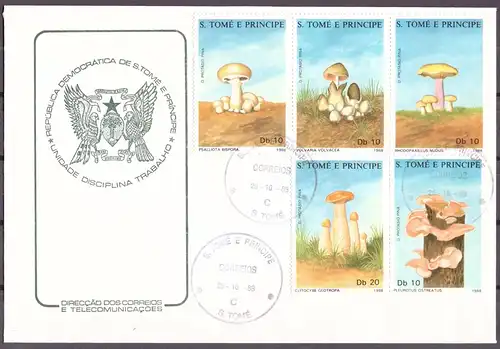Sao Tome e Principe 1043-47 Pilze Ersttagesbrief/FDC #IF483