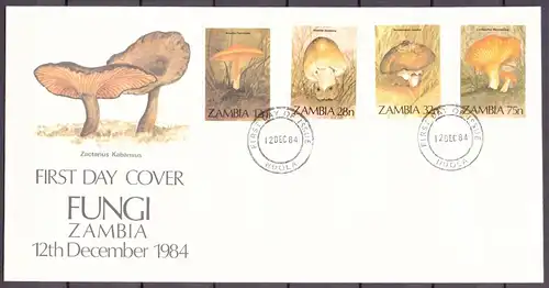 Sambia 325-328 Pilze Ersttagesbrief/FDC #IJ031