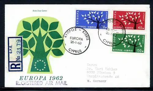 Zypern 215-217 Cept 1962 Ersttagesbrief/FDC #IN699