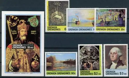 Grenada/Grenadinen 430-435 + Bl 53 postfrisch Kunst #IY933