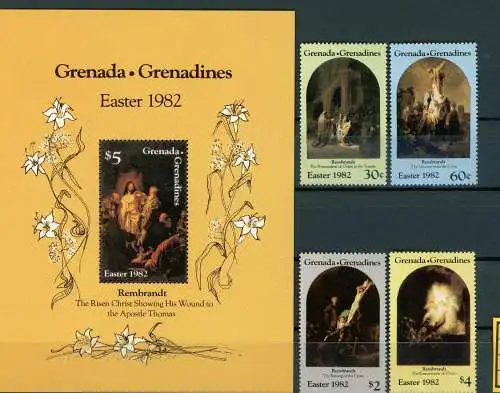 Grenada/Grenadinen 514-517 + Bl 67 postfrisch Kunst #IY934