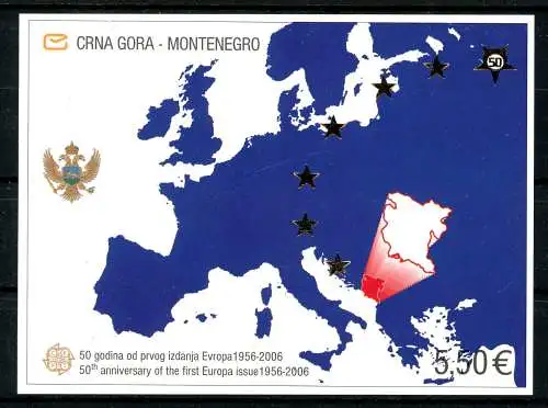 Montenegro Block 3 postfrisch 50 J. Europamarken #GQ306