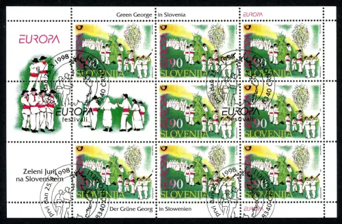 Slowenien 225 gestempelt als Kleinbogen mit Ersttagssonderstempel #GQ313