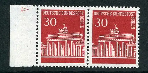 Berlin DS Brandenburger Tor 288 DZ 4 postfrisch im waag. Paar #JE873