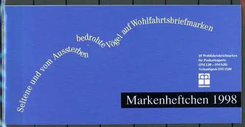 Bund Diakonie Markenheftchen 1998 mit 2015 postfrisch Vögel #IX361