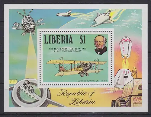 Liberia Block 93A mit 1104 postfrisch Flugzeug Luftfahrt, Liberia MNH #GE074