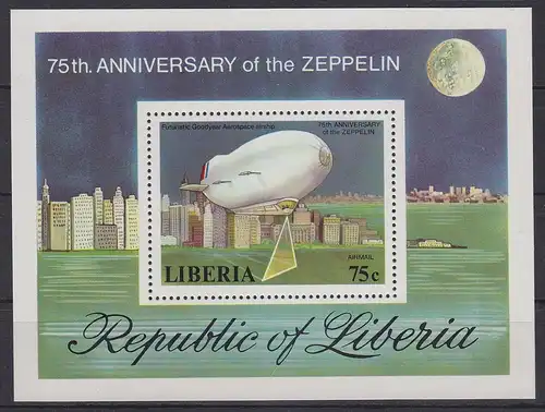 Liberia Block 89A mit 1060 postfrisch Zeppelin, Liberia MNH #GE077