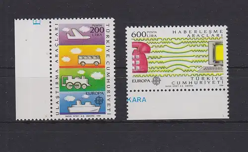 Türkei 2808-2809 postfrisch Transport Kommunikation, Turkey MNH #GE083