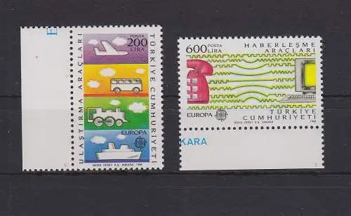 Türkei 2808-2809 postfrisch Transport Kommunikation, Turkey MNH #GE083