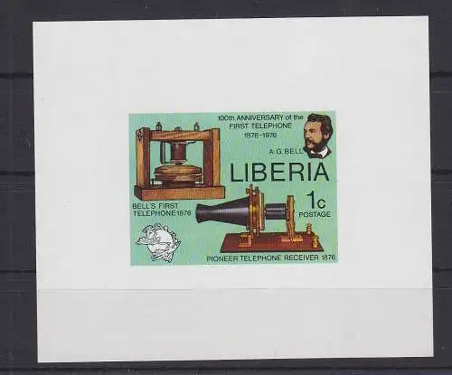 Liberia Block 81B mit 1003 postfrisch 100 Jahre Telefon, MNH #GE253