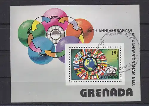 Grenada Block 62 mit 821 gestempelt 100 Jahre Telefon #GE326