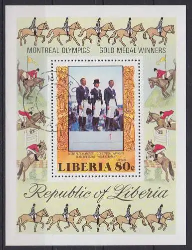 Liberia Block 86A mit 1037 gestempelt Reiten, used #GE156