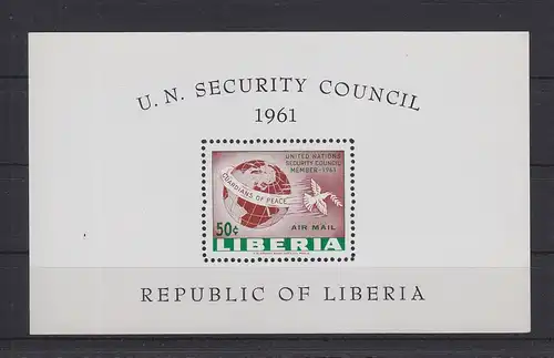 Liberia Block 18 mit 563 postfrisch Flugpost Weltsicherheit, MNH #GE159