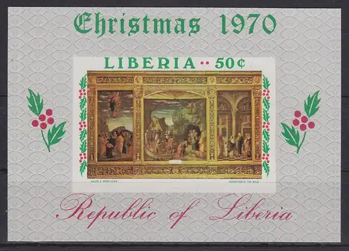 Liberia Block 53 mit 768 postfrisch Weihnachten Gemälde, MNH #GE166