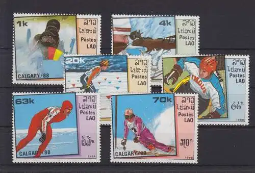 Laos 1060-1065 postfrisch Olympische Winterspiele Olympia Calgary, MNH #GE174