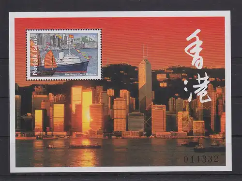 Norfolkinsel Block 20 postfrisch Rückgabe Hongkongs an China, MNH #GE197