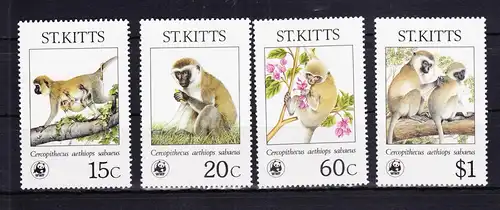 St. Kitts 184-187 postfrisch Meerkatzen WWF #RD483