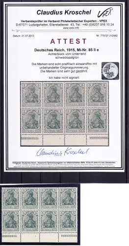 Deutsches Reich 85II e postfrisch als Achterblock geprüft Kroschel,MNH #RB430