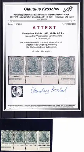 Deutsches Reich 85II e postfrisch als Viererblock geprüft Kroschel,MNH #RB431