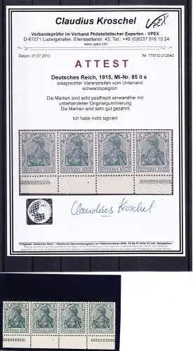 Deutsches Reich 85II e postfrisch als Viererblock geprüft Kroschel,MNH #RB431