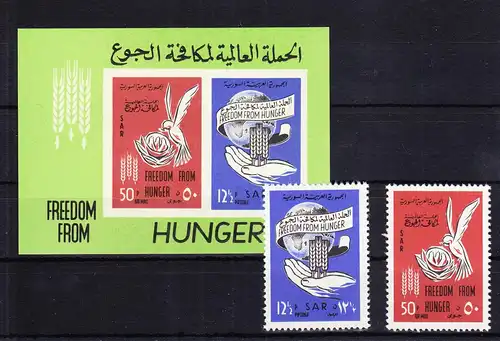 Syrien 831A-832A und Block 49 postfrisch Kapmpf gegen den Hunger, MNH #RB517
