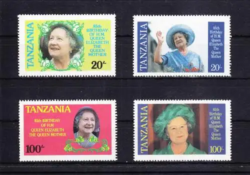 Tansania 264-267 postfrisch Elisabeth, 85. Geburtstag, MNH #RB652