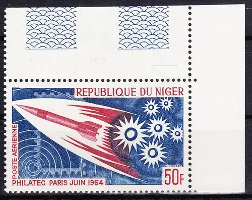 Niger 76 postfrisch Raketen Philatec Paris, MNH #RB724