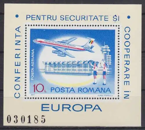 Rumänien Block 143 mit 3437 postfrisch Flugzeuge, Romania MNH #RA235