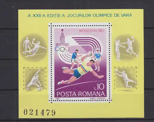Rumänien Block 171 mit 3739 postfrisch Olympische Spiele, Romania MNH #RA267