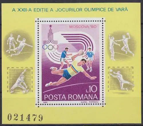 Rumänien Block 171 mit 3739 postfrisch Olympische Spiele, Romania MNH #RA267