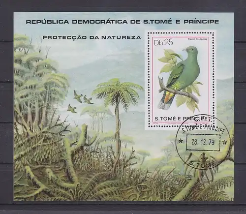 São Tomé und Príncipe Block 42 mit 625 gestempelt Vögel Birds #RA040
